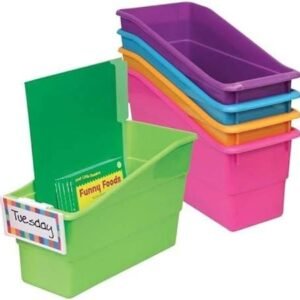 Really Good Stuff-161335 Durable Magazine, Book, Folder and File Holders – Book Holders With Universal Clip-On Labels – Bright Neon Colors (Set of 5)